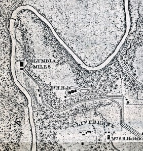 1866 Michler map showing Quaker cemetery fenced in beneath the word "Cliffburne," 14 years before the establishment of the larger African American cemetery at the site.