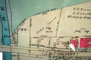 1931 Baist's Map showing close-up of land purchased in 1929 by the United States (National Park Service) to become part of Rock Creek & Potomac Parkway
